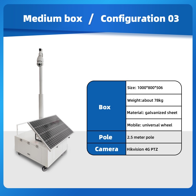Mobile Surveillance Trailer with 3 Meters Pole for Remote Monitoring – Solar CCTV System China
