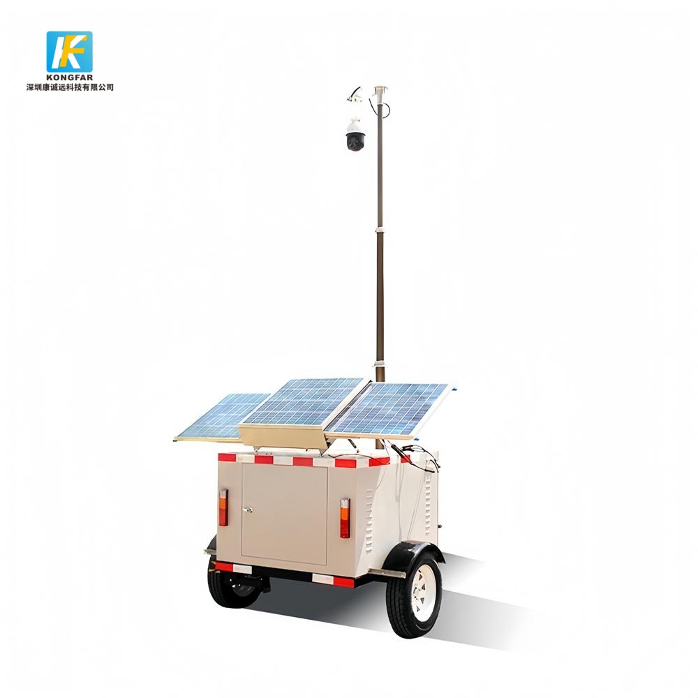 Mobile Surveillance Trailer with Solar Panel for Remote Monitoring – Portable CCTV System China