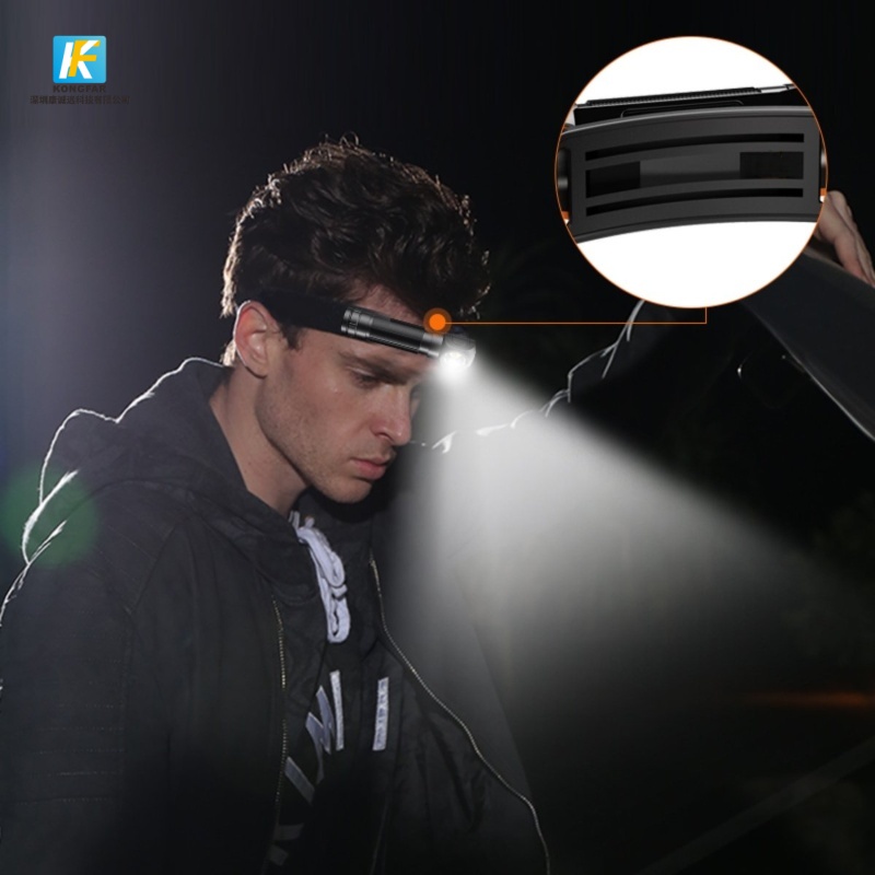 USB Rechargeable LED Headlamp with Motion Sensor for Hiking, Work & OEM Supply