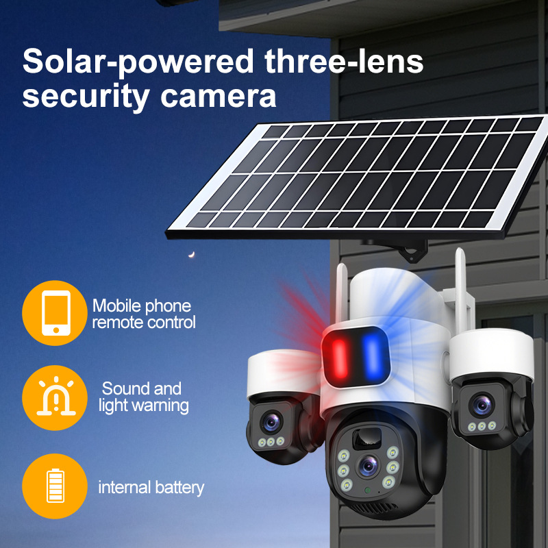 Off-Grid Solar-Powered Multi-Lens Surveillance Camera System with Active Deterrence