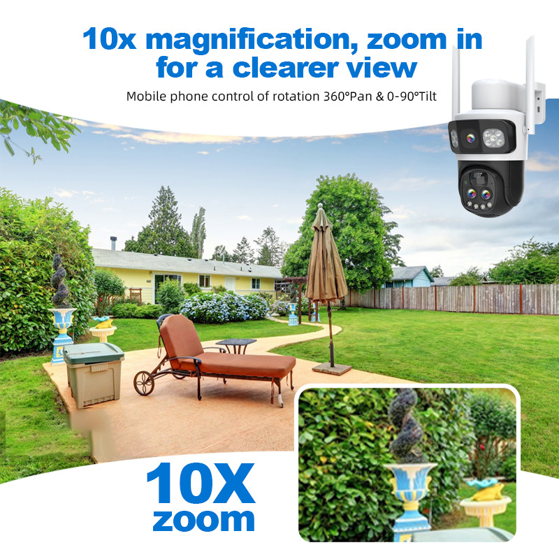 Solar-Powered PTZ Surveillance Camera with 10× Optical Zoom