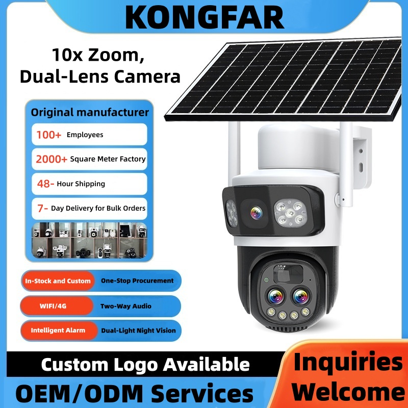 Solar-Powered PTZ Surveillance Camera with 10× Optical Zoom
