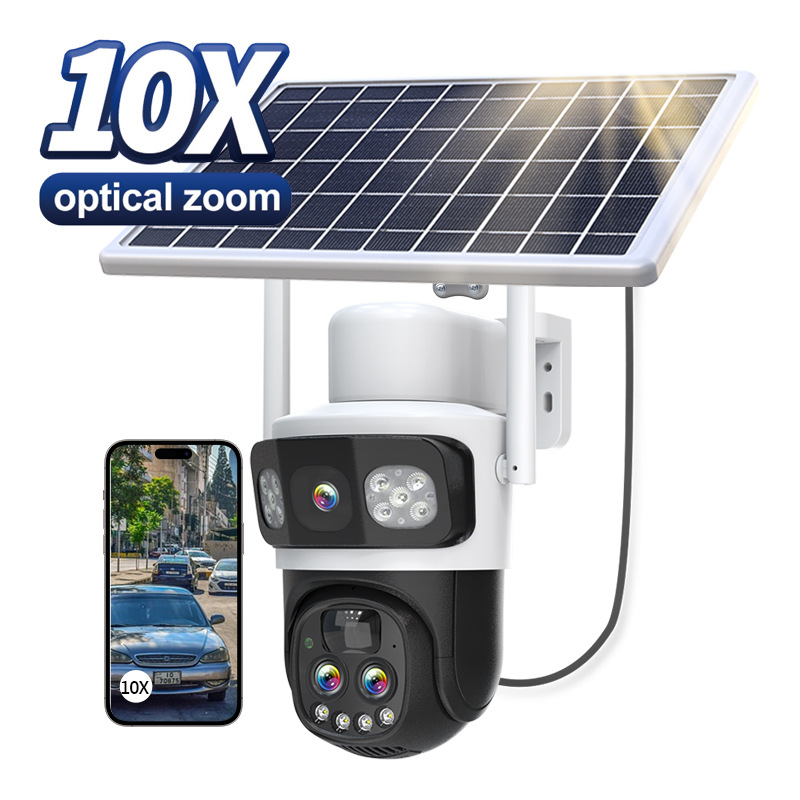 Solar-Powered PTZ Surveillance Camera with 10× Optical Zoom