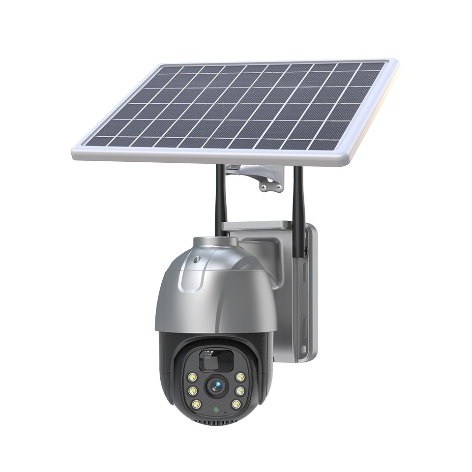 Solar-Powered PTZ Camera with Integrated Battery for Outdoor Monitoring