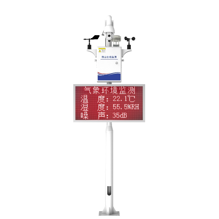 Environmental monitoring station with temperature and noise display