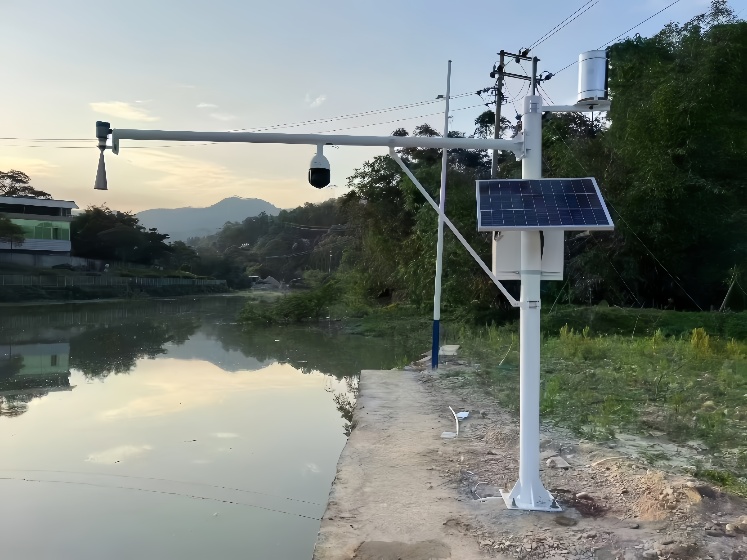 Field deployment of solar-powered flow meter and CCTV for river monitoring