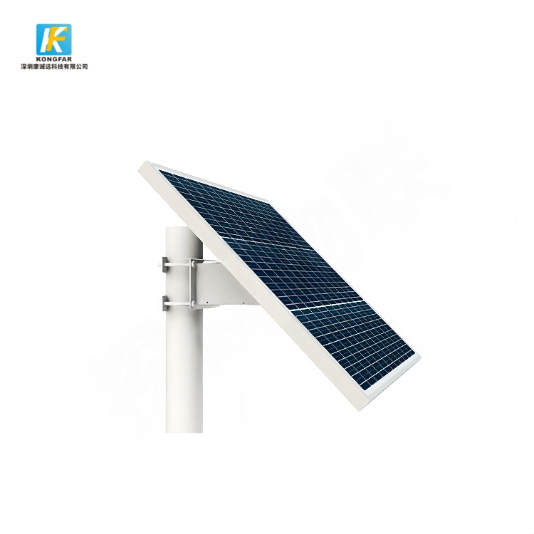 A pole-mounted monocrystalline solar panel kit powers CCTV systems for off-grid surveillance, developed by a China OEM factory for rural and infrastructure security use