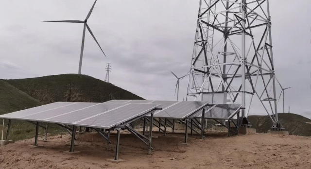 Solar-powered forest fire monitoring system supporting 24-hour wildfire surveillance and data transmission in remote Ningxia forests, designed by Shenzhen Kongfar Technology Co., Ltd. for sustainable environmental protection