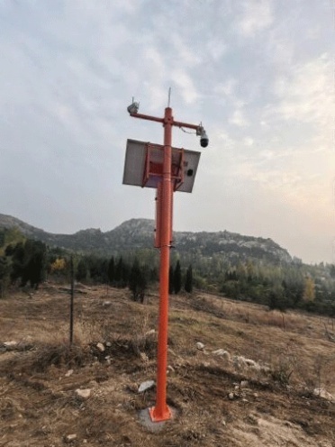 An independently operating off-grid solar power system providing reliable energy for forest fire monitoring in rugged terrain in Tai'an, Shandong