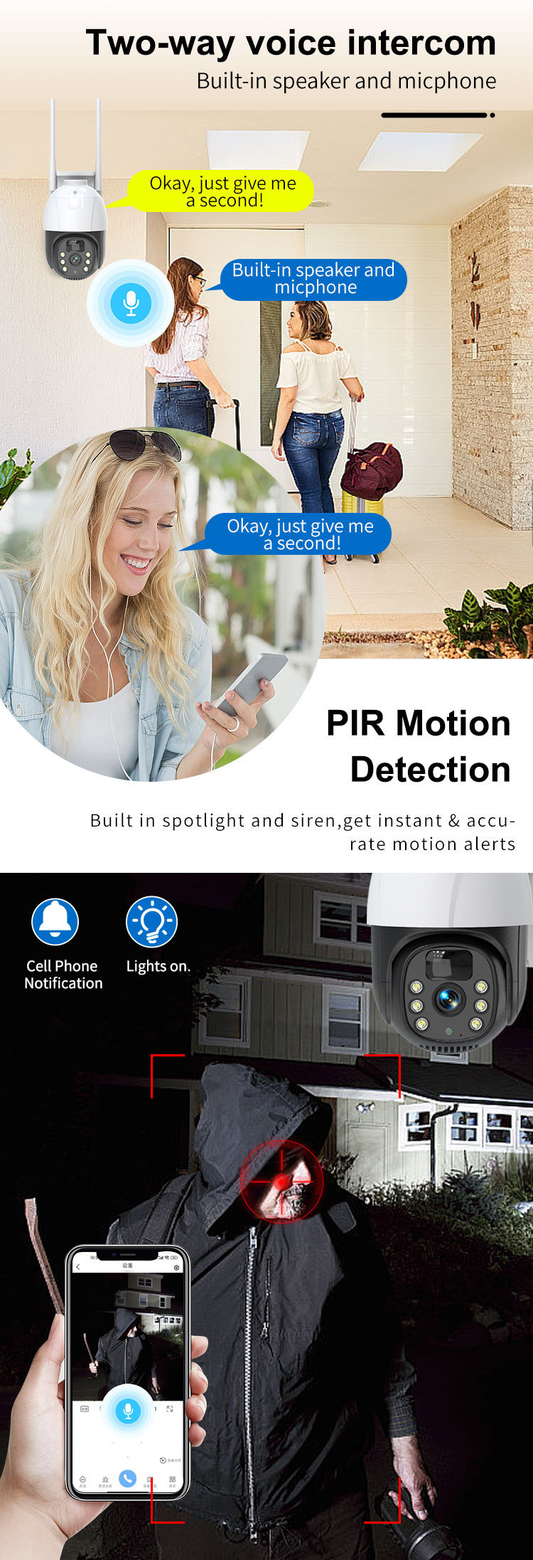 An IP66-rated solar-powered security camera shown operating reliably in fog, rain, snow, sunlight, and storm environments