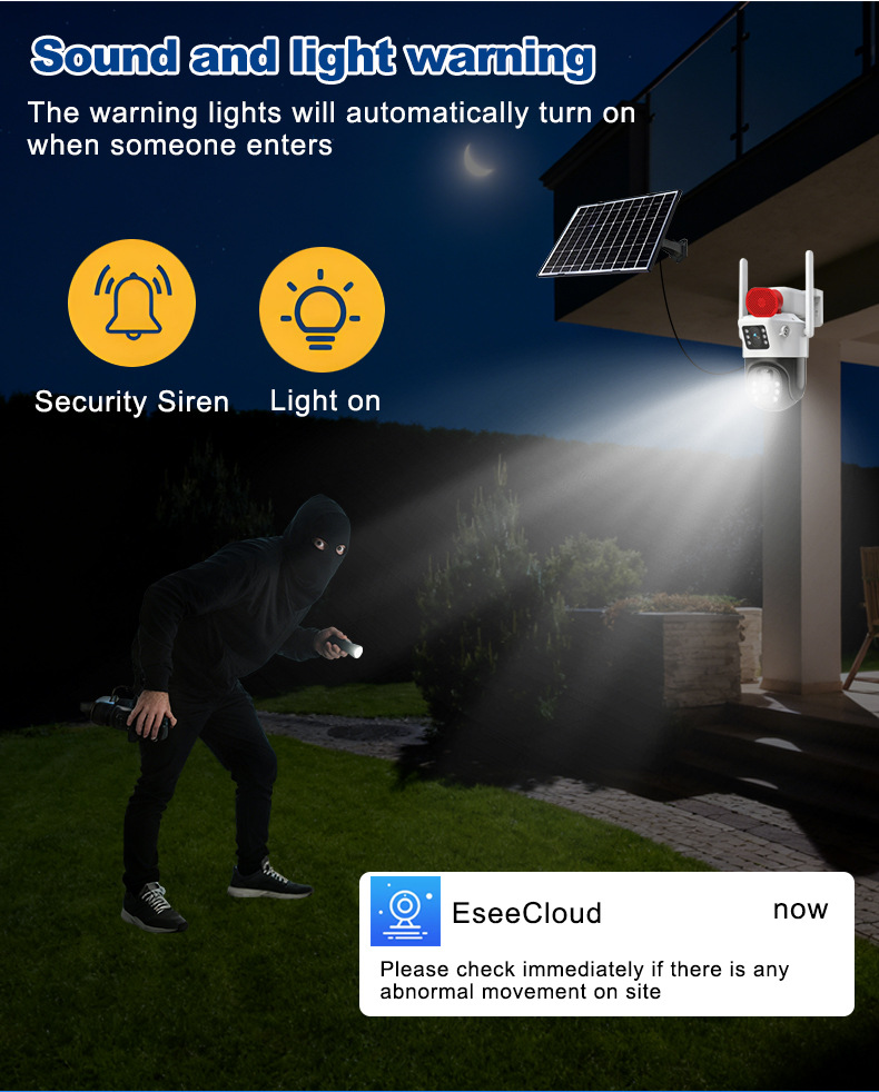 Solar-powered security camera supporting multi-user mobile app access for remote residential monitoring
