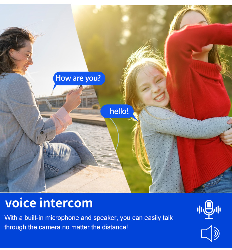 Solar powered PTZ security camera with built in microphone and speaker enabling two way voice intercom for outdoor monitoring