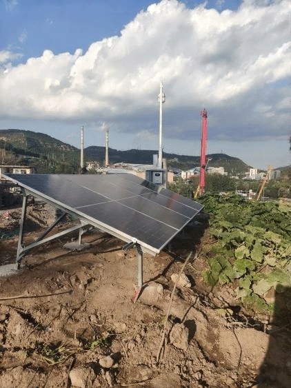 Low-disturbance off-grid solar power installation supporting continuous forest wildfire monitoring near Taiyuan, Shanxi under high-humidity and limited-access conditions